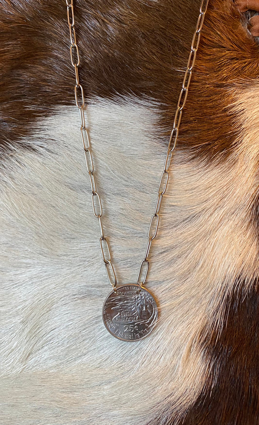 Cowpoke - Quarter/Coin Paperclip Necklace