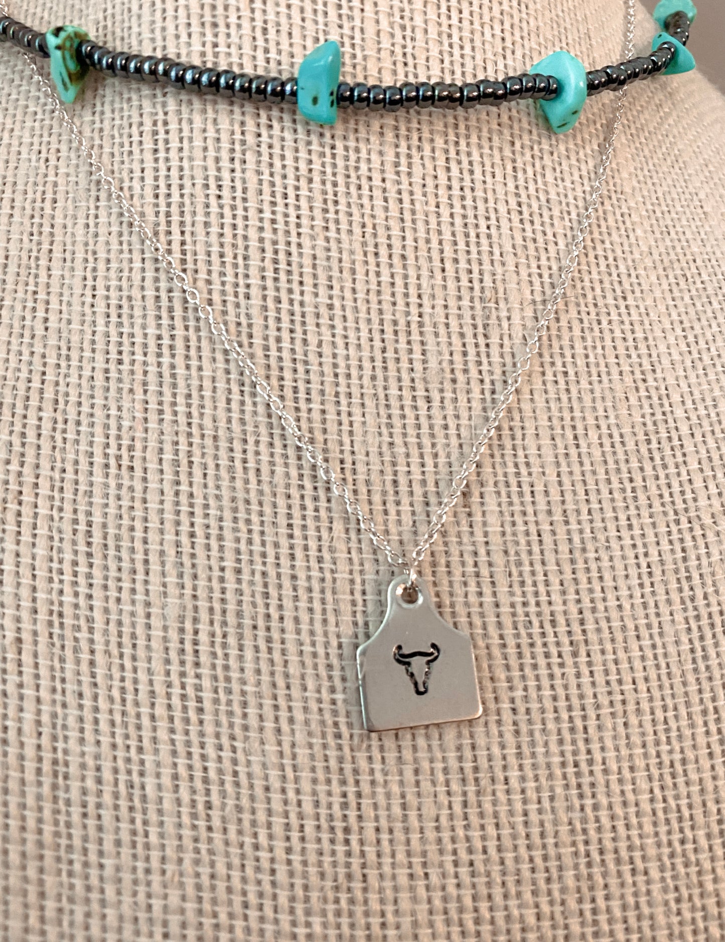 Custom Initial Cow Tag Necklace