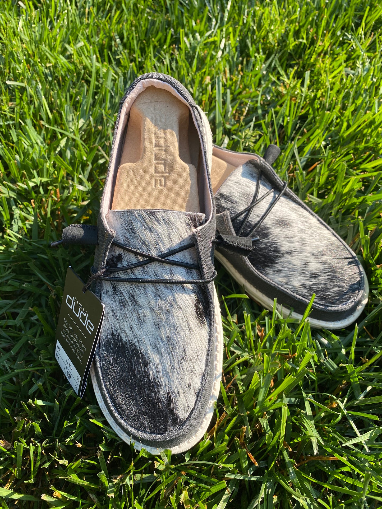 Genuine Cowhide Hey Dude Shoes | MADE TO ORDER | Black Cowhide