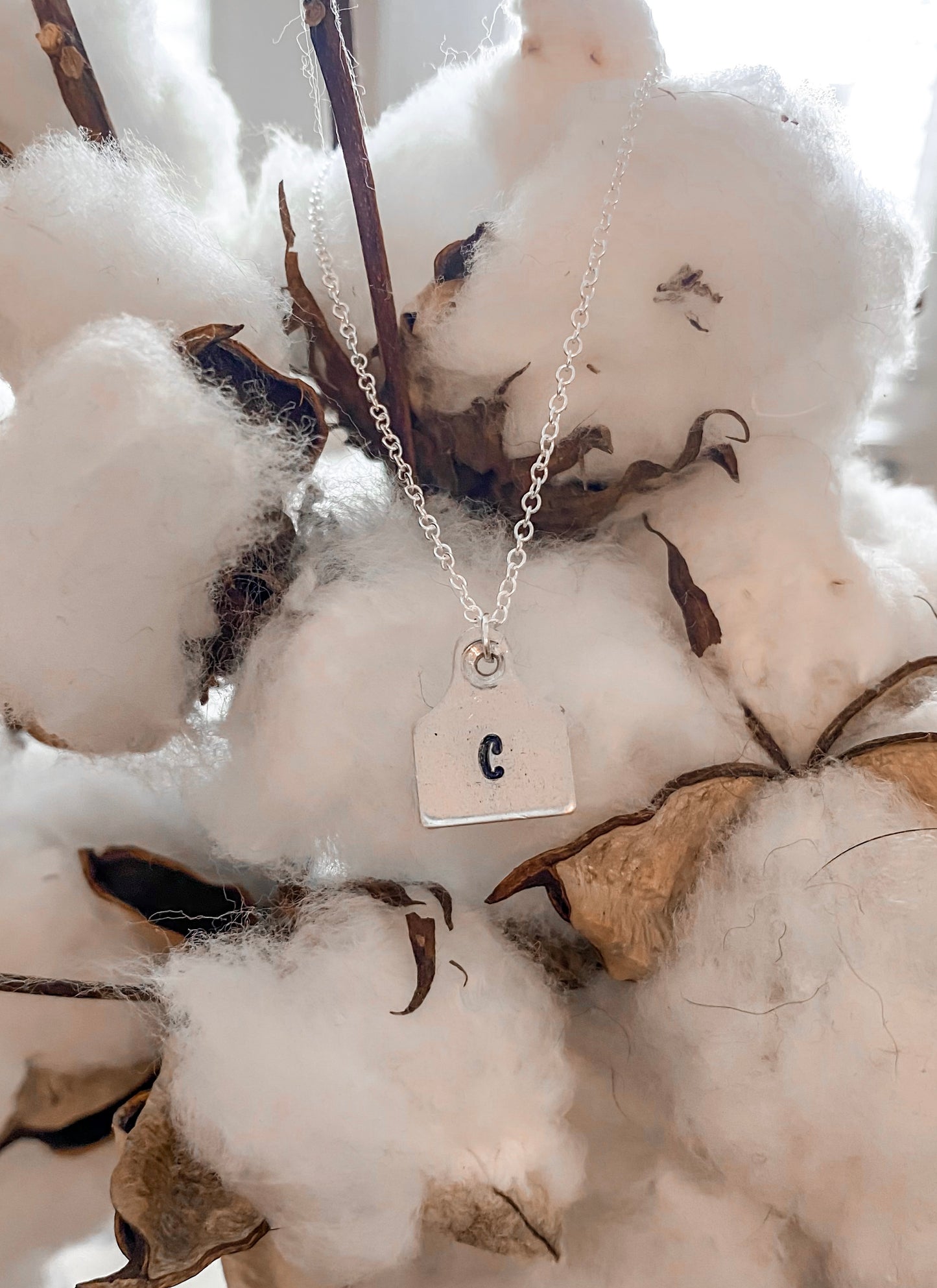 Custom Initial Cow Tag Necklace